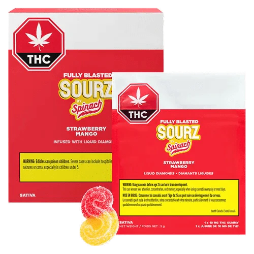 SOURZ by Spinach® - Sourz 10 Pk - Fully Blasted Strawberry Mango Gummies - 10x10mg Main Image