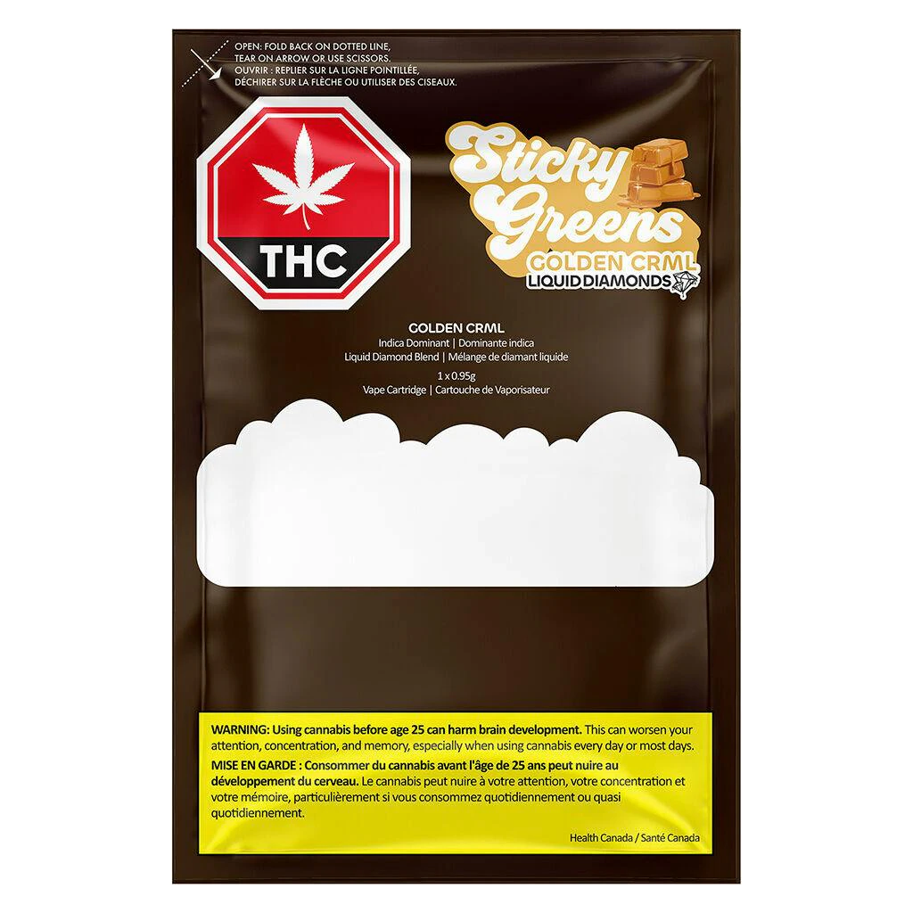 Sticky Greens - Sticky Greens Golden CRML Liquid Diamond 0.95g Prefilled Vape Cartridge Main Image