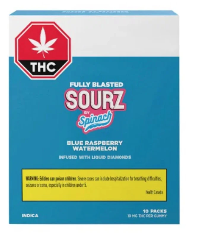 SOURZ by Spinach - Multipack of 5 Fully Blasted Blue Raspberry Watermelon 1 x 10mg Soft Chews Main Image