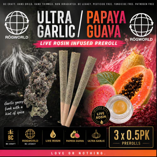 ROGWORLD - GARLIC PAPAYA LIVE HASH ROSIN INFUSED | 3 X 0.5g Main Image