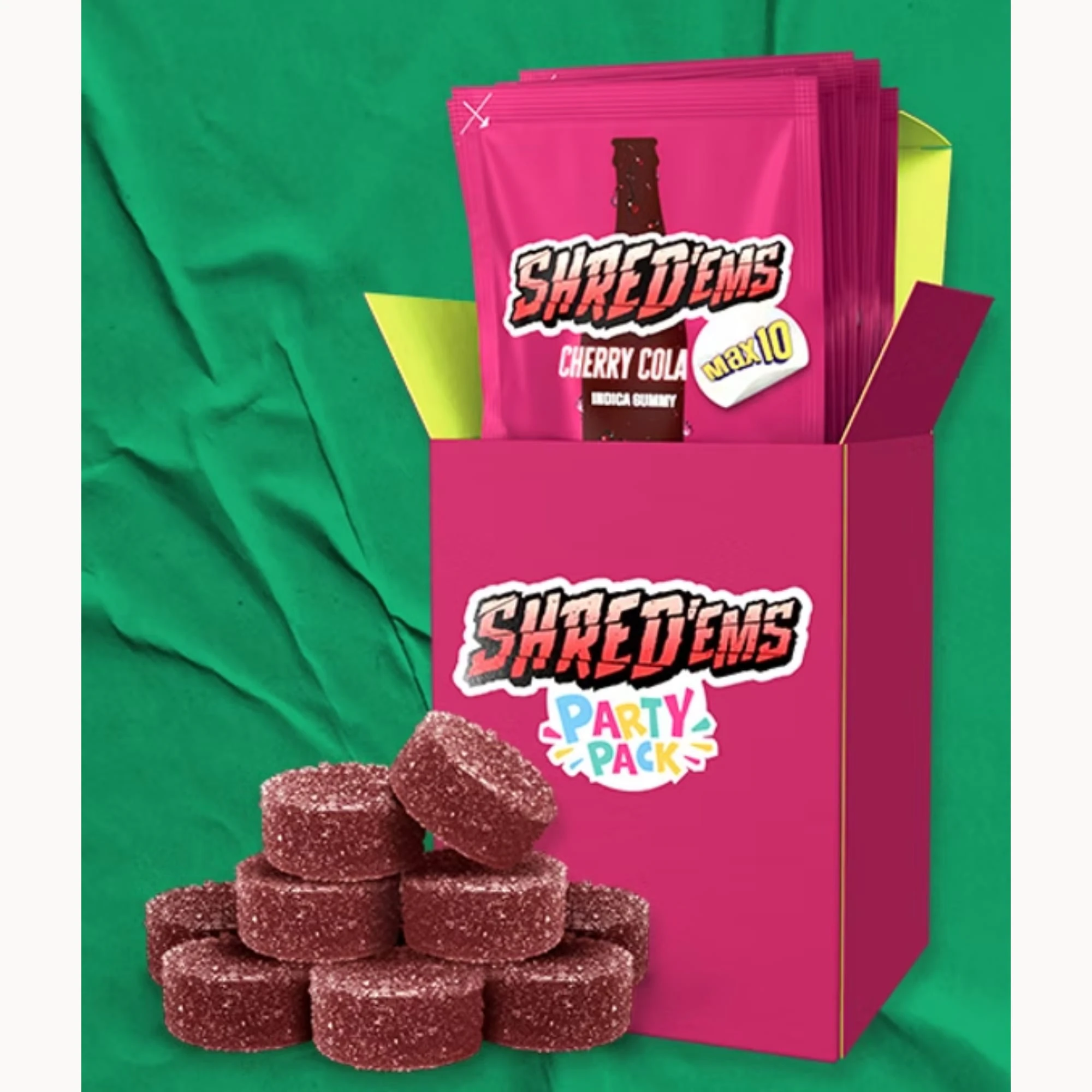 SHRED'EMS - Multipack of 10, Shred'ems Cherry Cola Party Pack 10x4.5g Gummies Main Image
