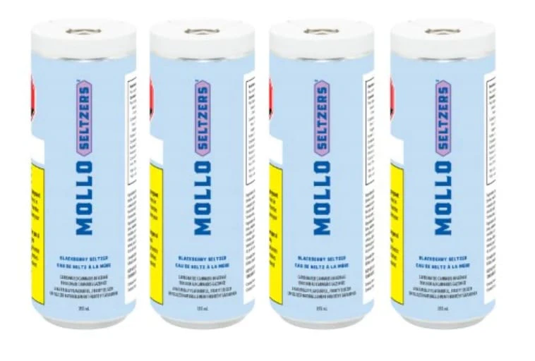 Mollo Seltzers - Blackberry Seltzer Multi Pack - THC:CBG 10mg:20mg x 355ml x 4 Main Image