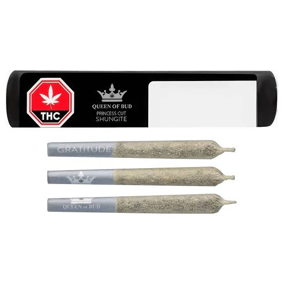 QUEEN OF BUD - Princess Cut Shungite 3 x 0.5g Liquid Diamond Coated and Infused Pre-Rolls Main Image