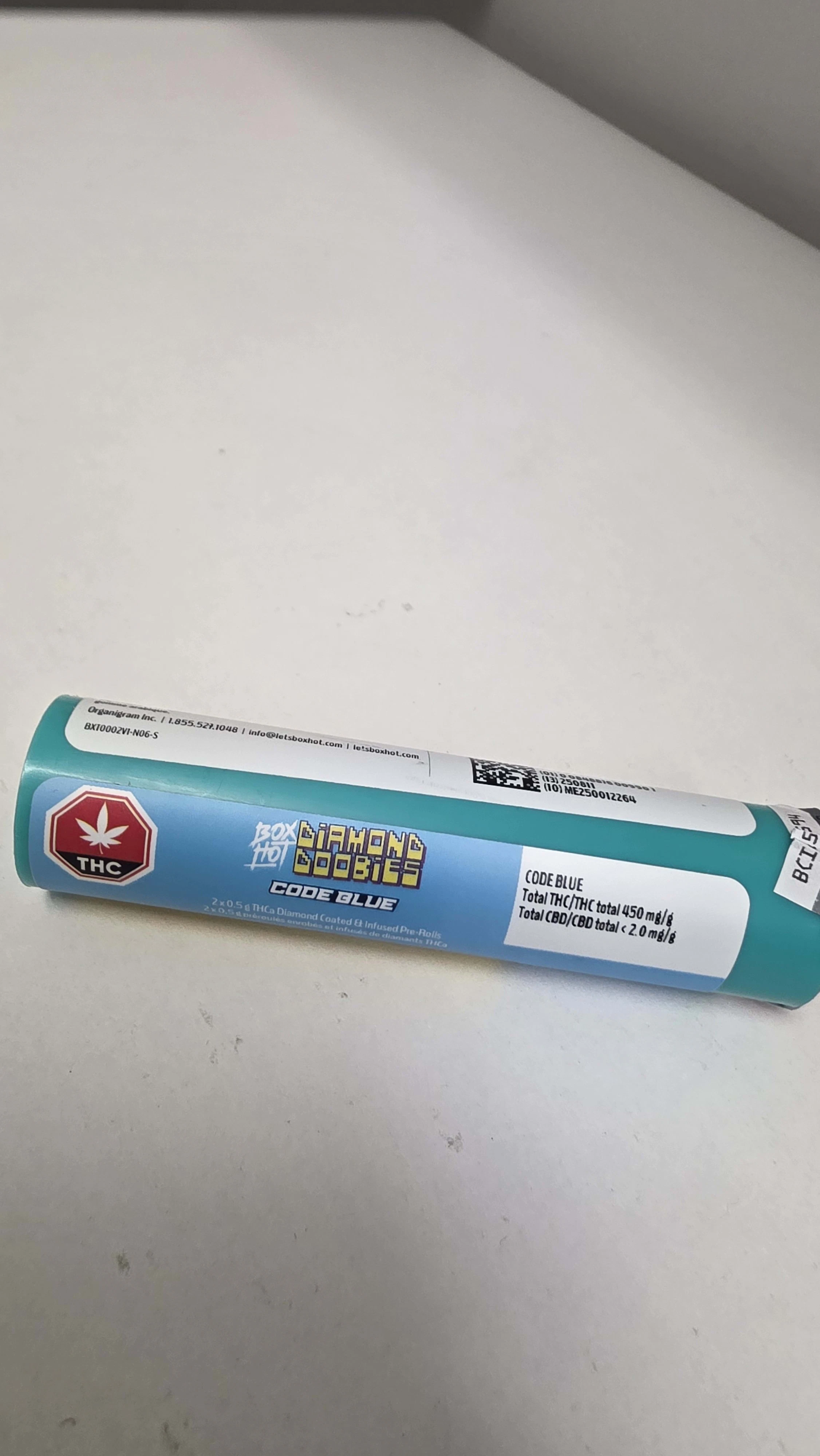 Organigram Inc. - Boxhot Diamond Doobies Code Blue 2x0.5g Infused Pre-Rolls Main Image