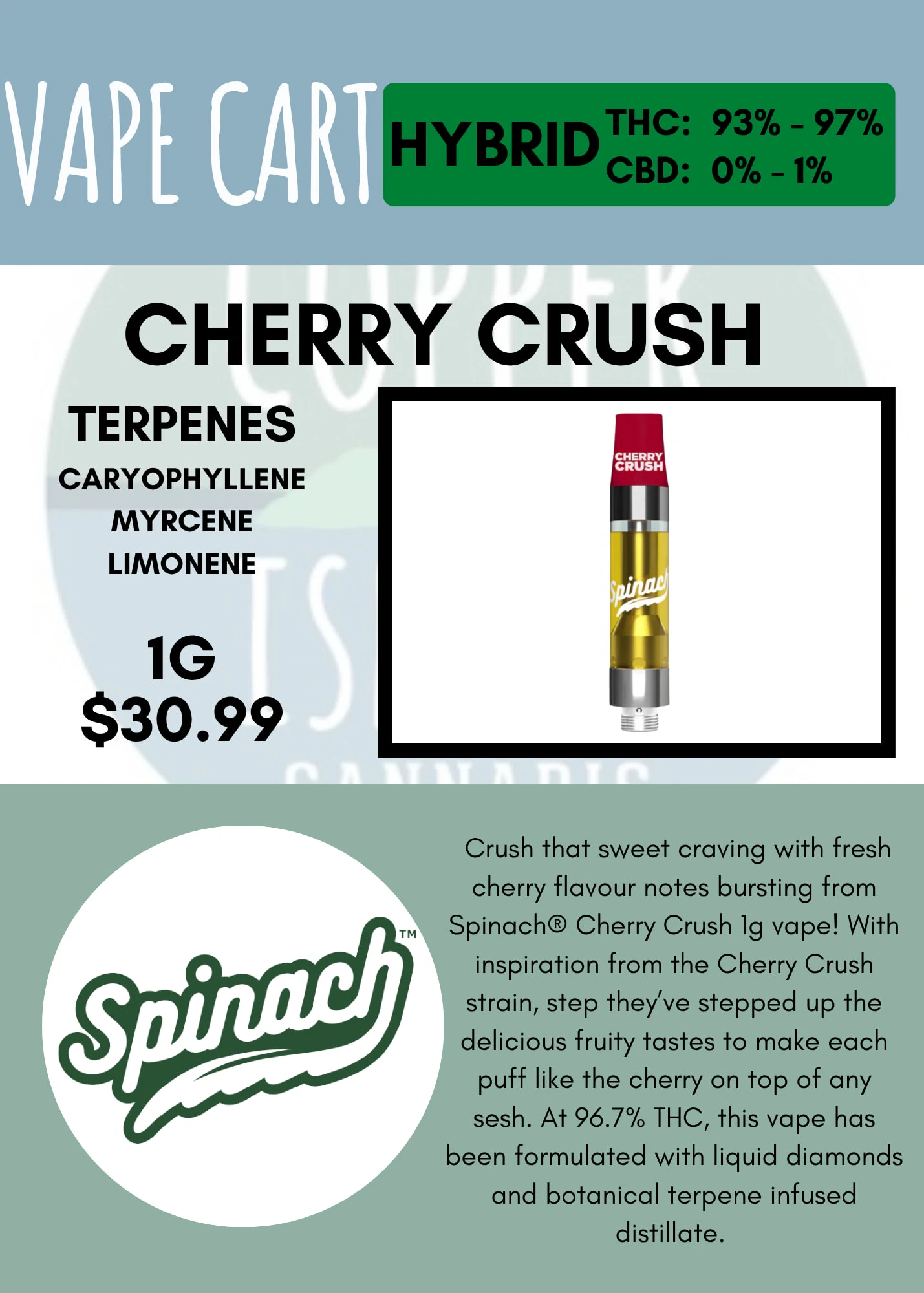 Spinach - SPINACH - CHERRY CRUSH LIQUID DIAMOND BLEND VAPE Main Image