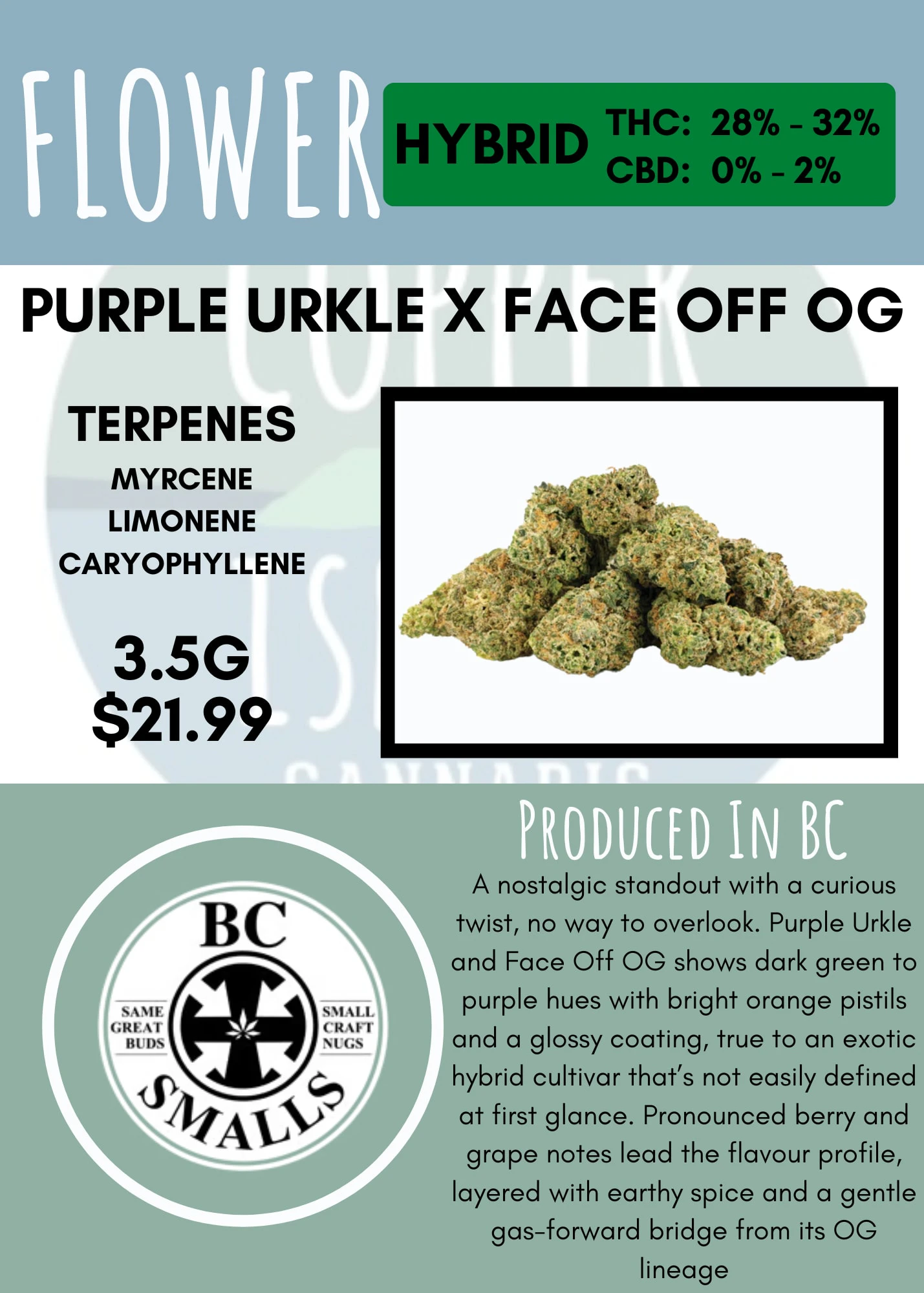 BC Smalls - 3.5G - BC SMALLS - PURPLE URKLE X FACE OFF OG SMALLS Main Image