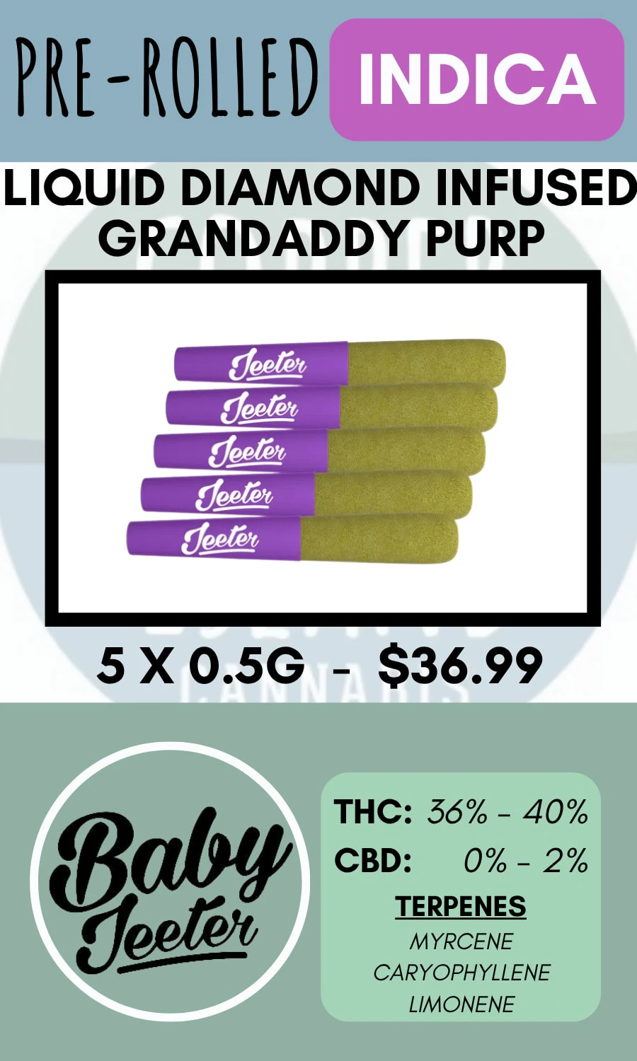 Jeeter - BABY JEETER - 5PK GRANDDADDY PURP INFUSED PRS Main Image