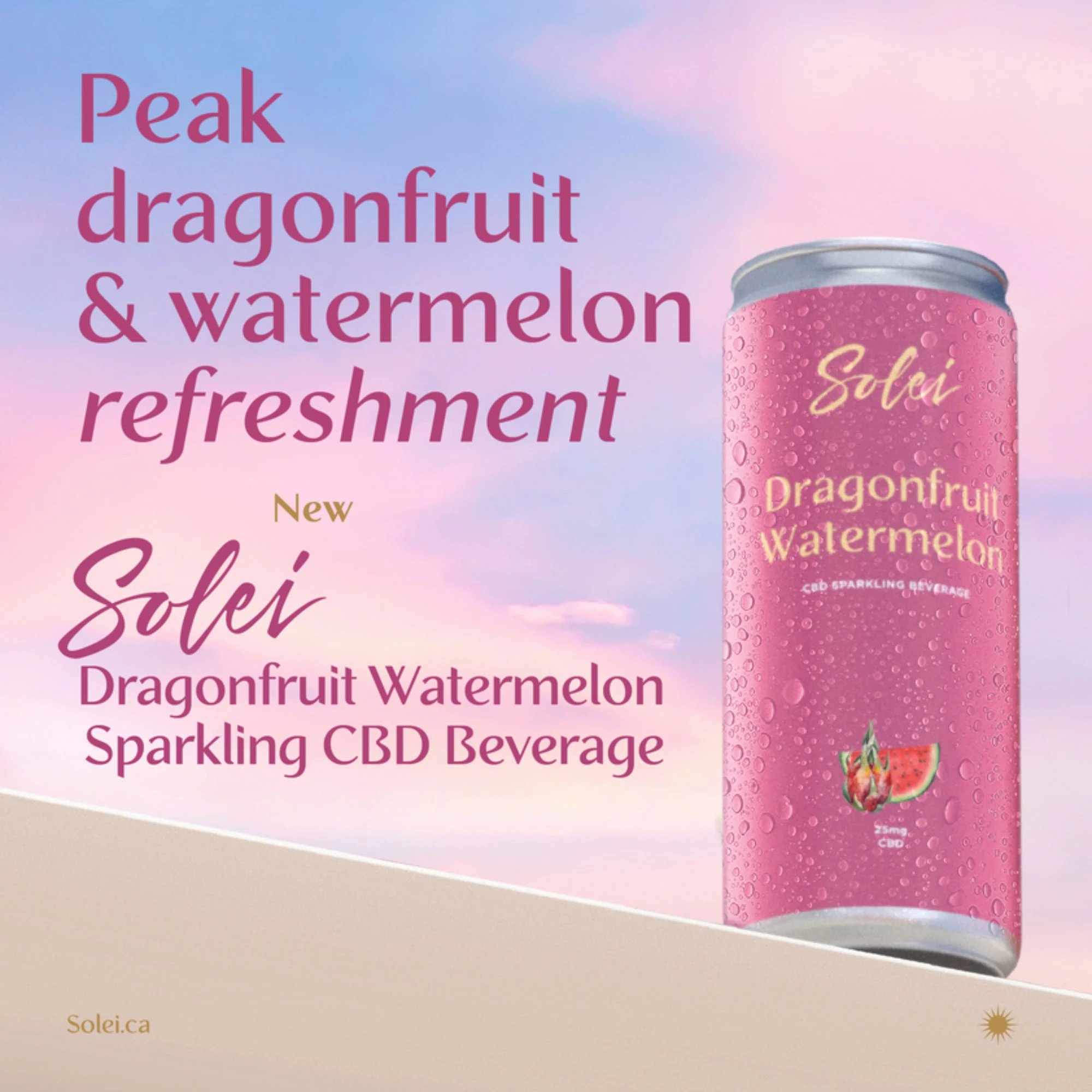 Solei - Solei Dragonfruit Watermelon 355mL Sparkling Beverage Main Image