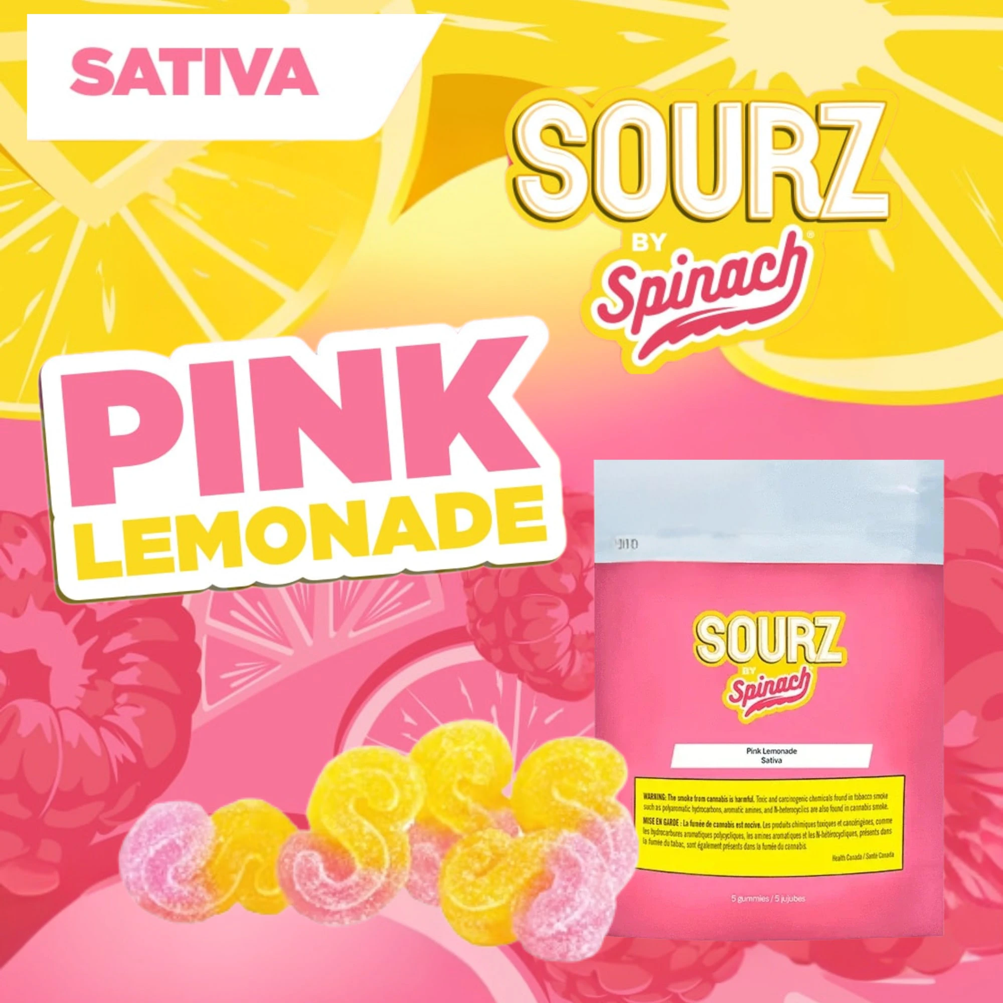 SOURZ by Spinach - Spinach SOURZ Pink Lemonade 5 x 5g Soft Chews Main Image
