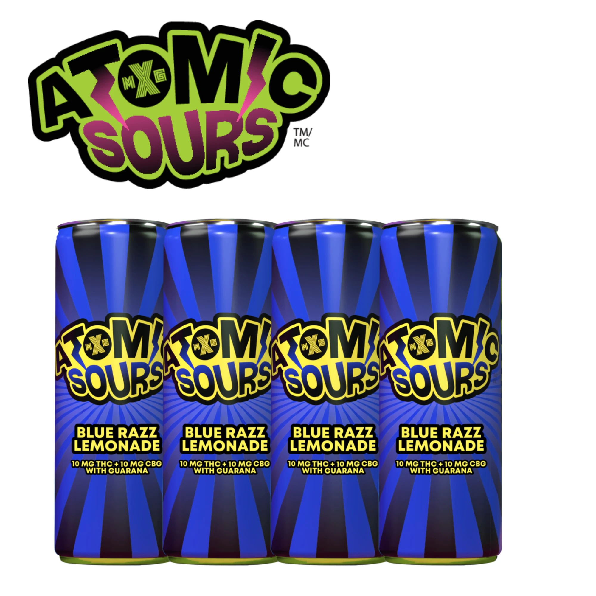 XMG Atomic Sours - XMG Atomic Sours Multipack of 4 Blue Razz Lemonade 4x355ml Beverage Main Image