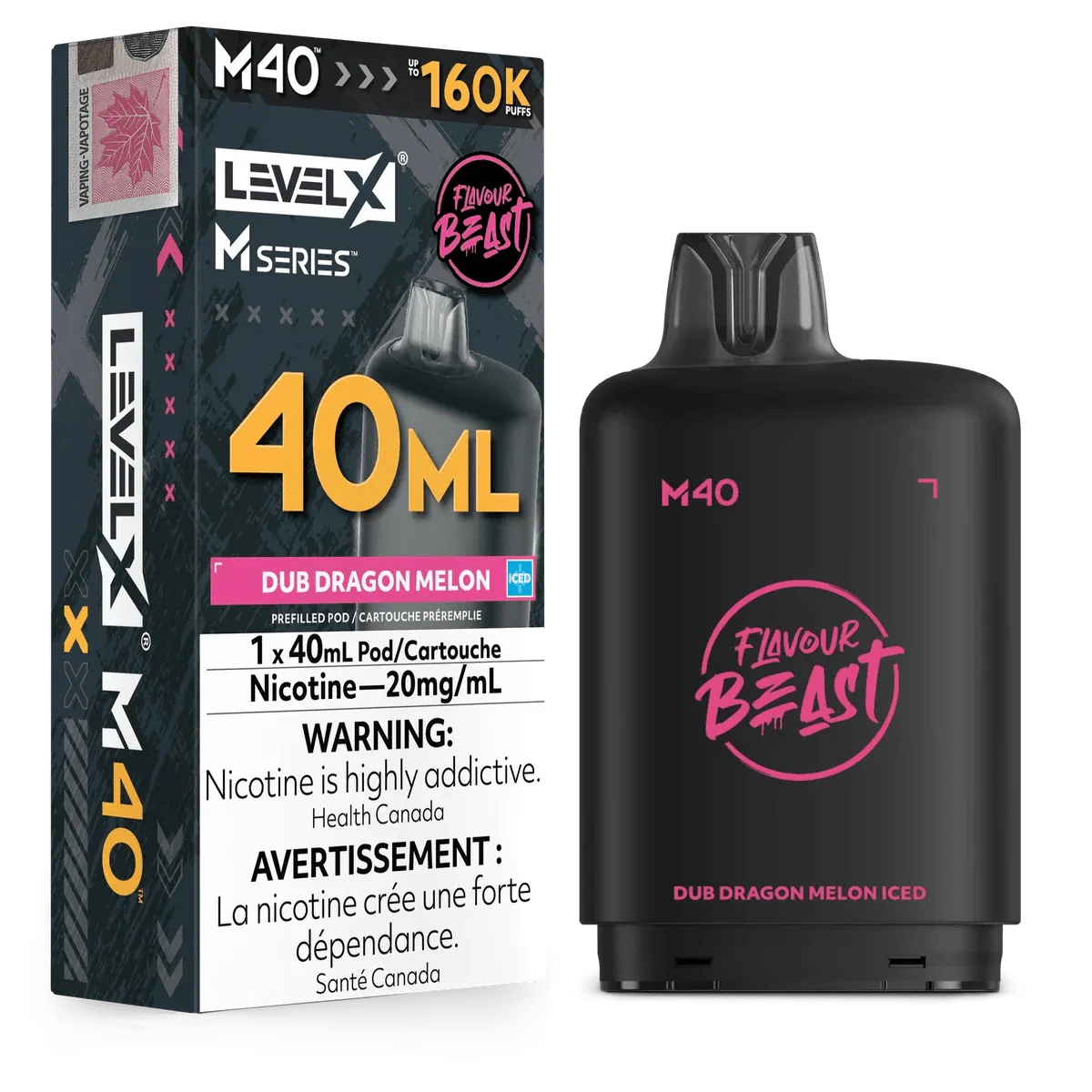 Level X M Series X Flavour Beast - Dub Dragon Melon Iced - 160K Puffs - 20mg/40ml Main Image