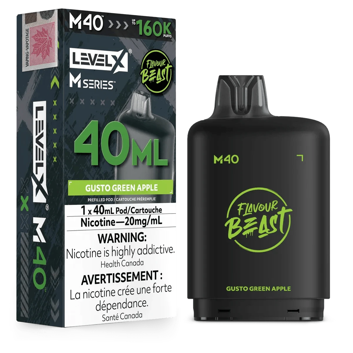 Level X M Series X Flavour Beast - Gusto Green Apple - 160K Puffs - 20mg/40ml Main Image