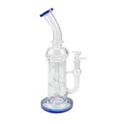 CDI - 11" 5MM HONEY COMB RECYCLER GLASS BONG - DARK BLUE