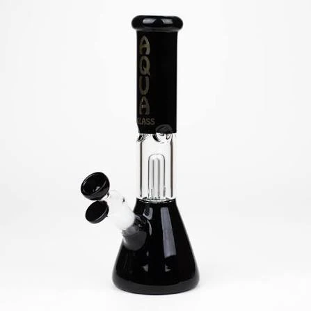CDI - AQUA - 10" GLASS BONG WITH PURCULATOR & BOWL - BLACK Main Image