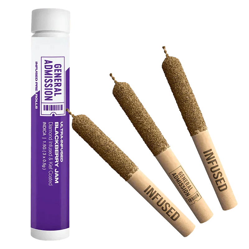 GENERAL ADMISSION - Blackberry Jam 3 x 0.5g Diamond Infused Pre-Rolls by General Admission Main Image