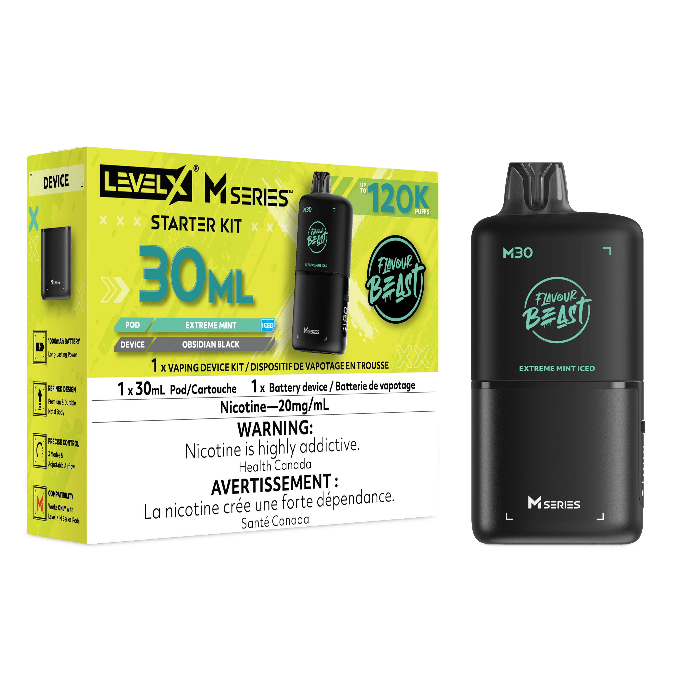 LEVEL X - M SERIES - Extreme Mint Iced - 30ml - 20mg - LEVEL X - M SERIES - Starter Kit Main Image
