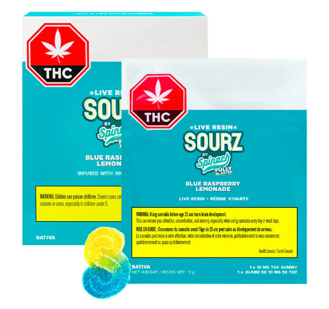 SOURZ by Spinach - Fully Blasted Blue Raspberry Lemonade Live Resin Sativa Gummies | 10-Pack Main Image