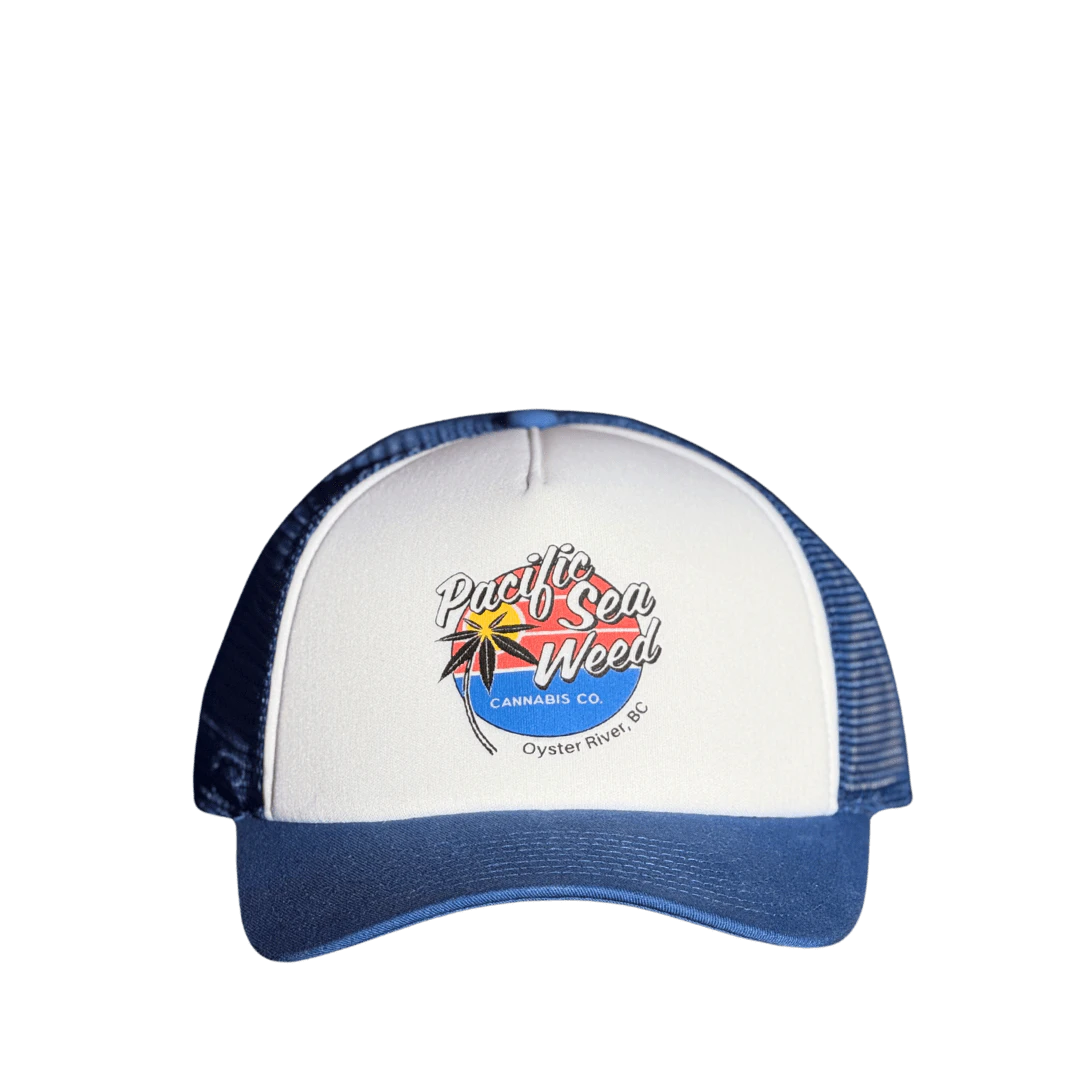 Pacific Sea Weed Cannabis Co. - The Pacific Cruiser Trucker - Peach & Blue Logo Main Image