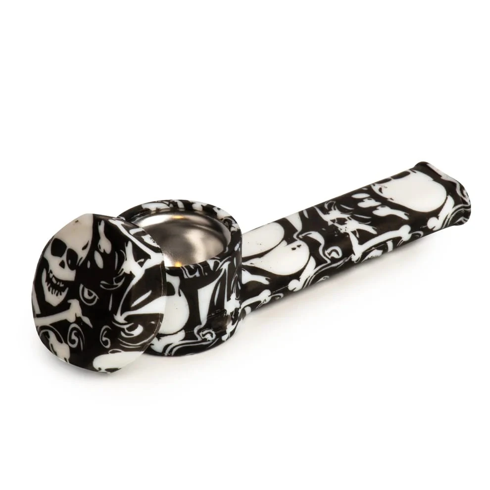 LIT Silicone - 3.5" Hand Pipe - Skull & Crossbones Main Image