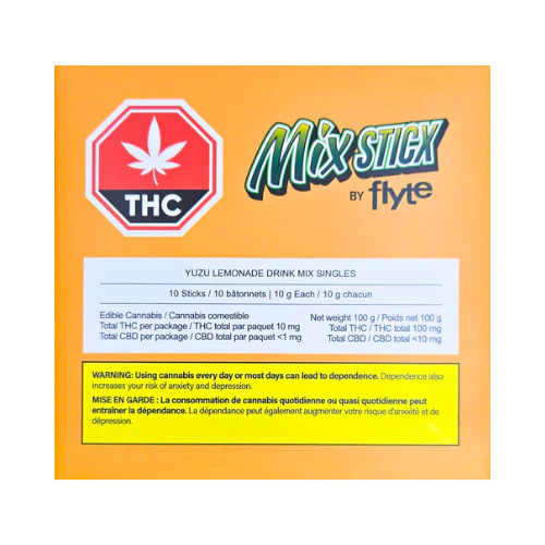 Flyte - Multipack of 10 Mix Sticx Yuzu Lemonade Drink Mix Singles 1 x 10mg Distillate Powder Main Image