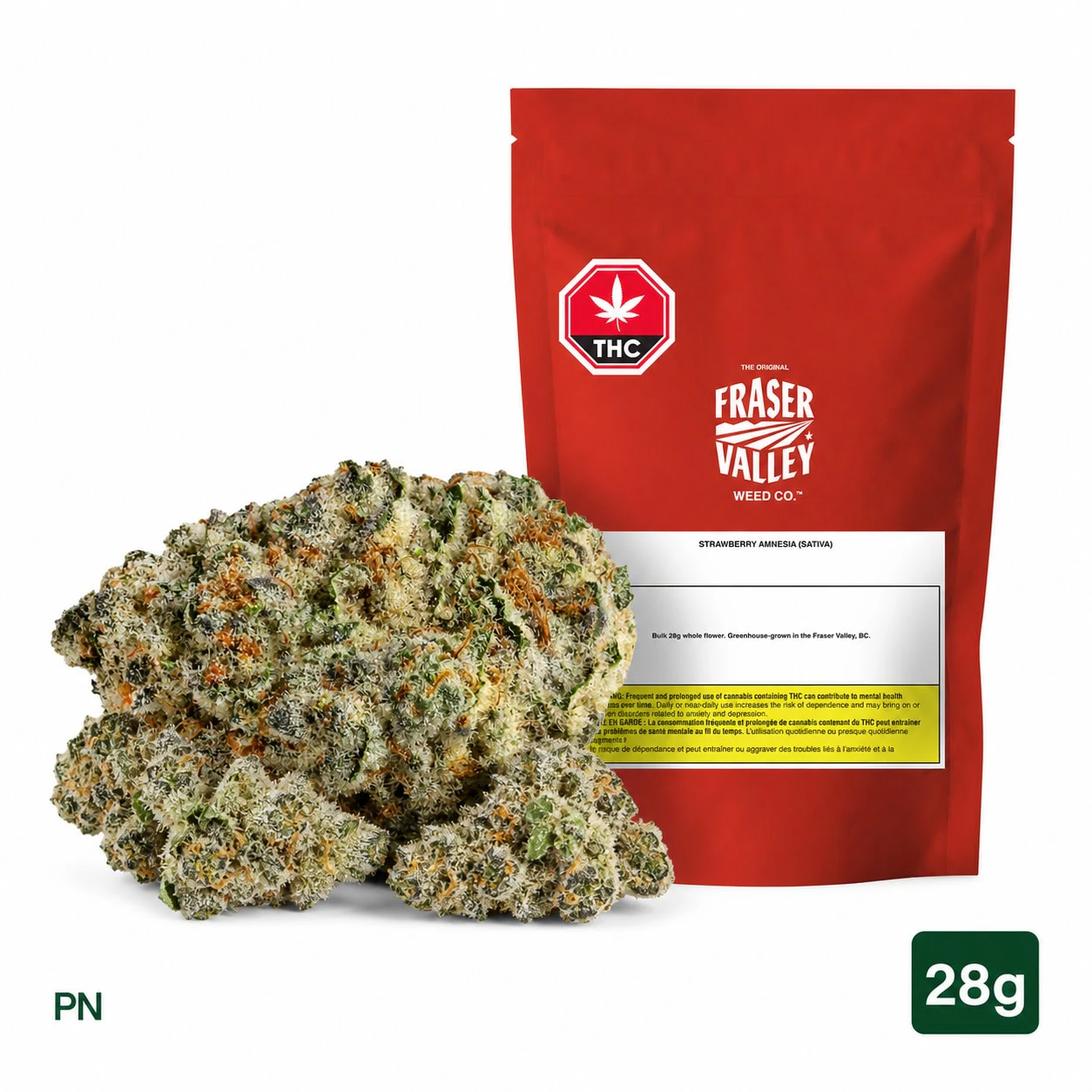 THE ORIGINAL FRASER VALLEY WEED CO - Strawberry Amnesia (Strawberry Cough x Amnesia) 28g Flower Main Image