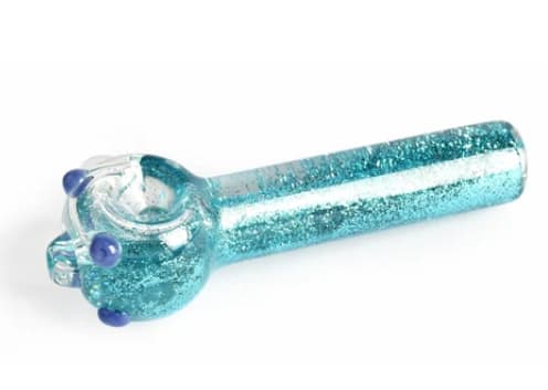 Teal Sparkle Liquid Hand Pipe