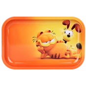 Fat Orange Cat with Friend Medium Metal Rolling Tray