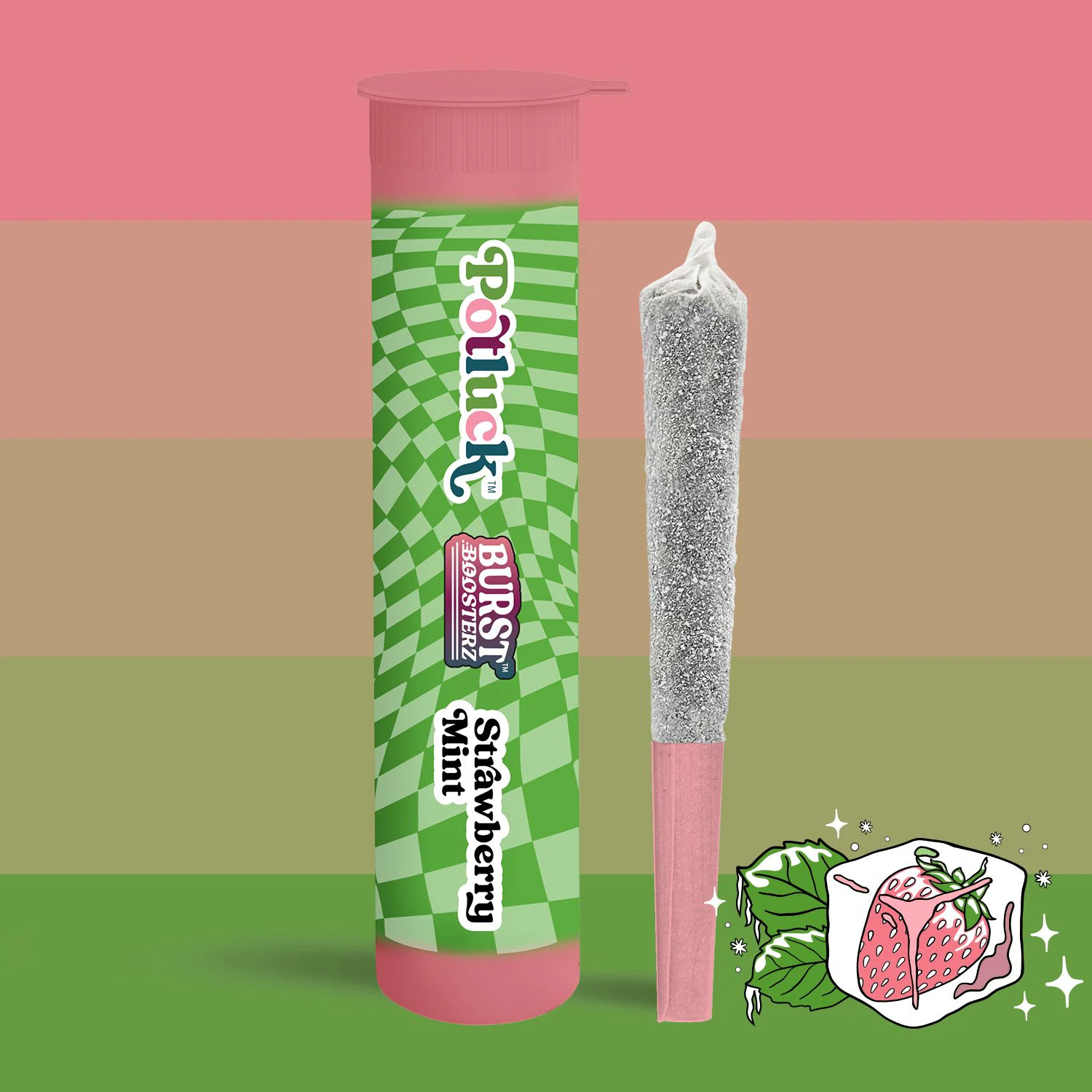 POTLUCK - Burst Boosterz - Strawberry Mint isolate infused & Diamond Coated - 1 x 1g Main Image