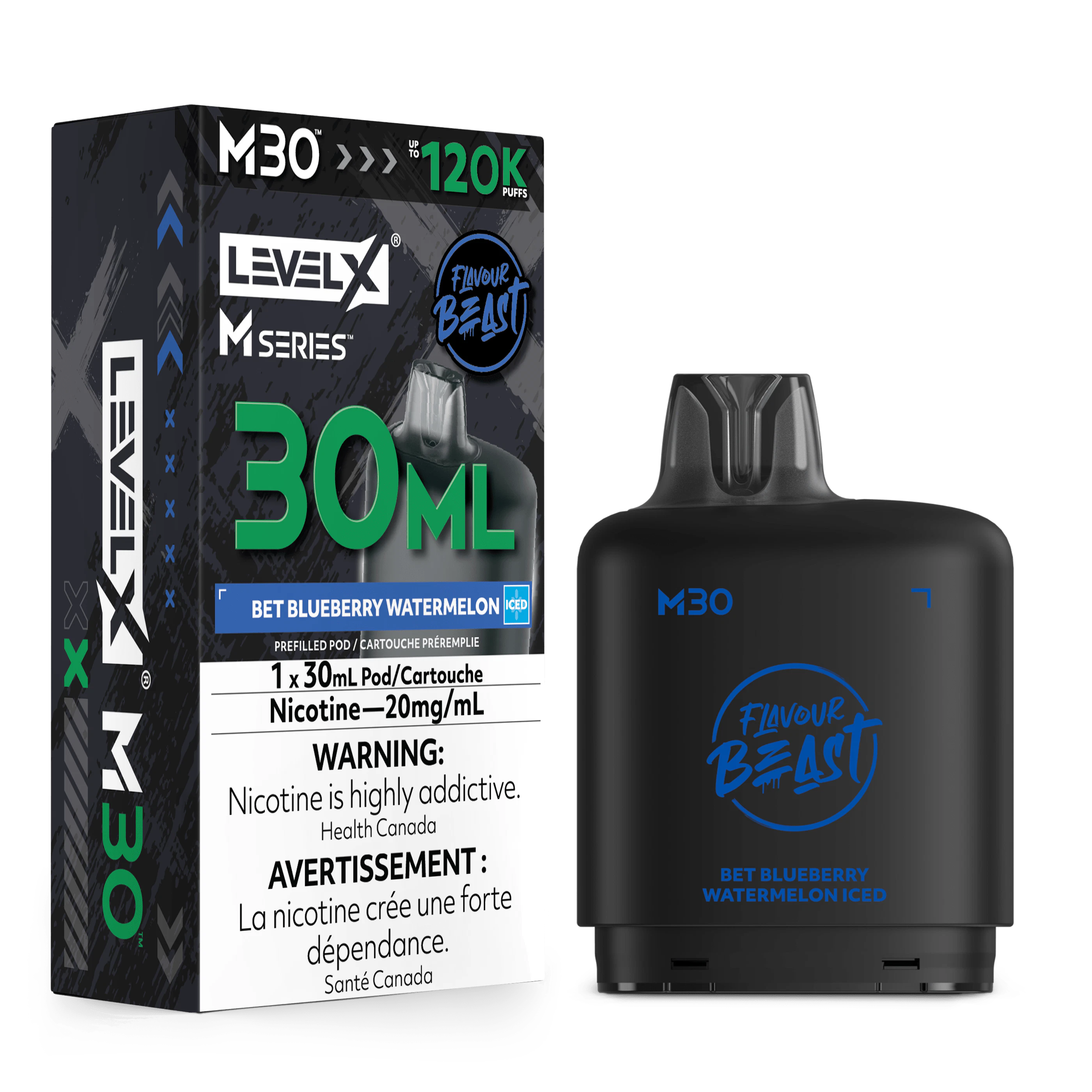 Level X Flavour Beast M30 Pod | 120k - Bet Blueberry Watermelon Iced Main Image