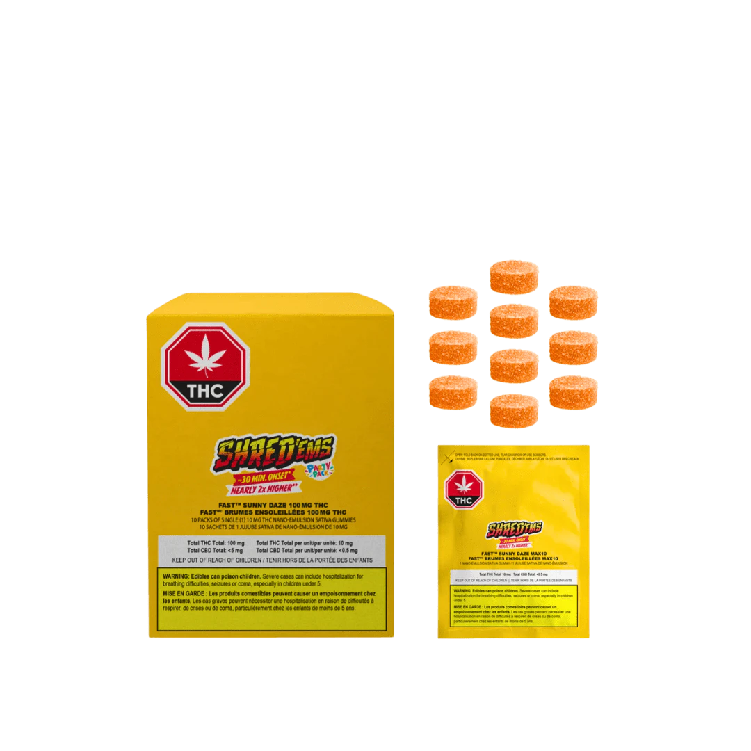 SHRED'EMS - Shred'Ems Fast Sunny Daze Party THC 100 Mega Pk Gummies - 10 X 10mg Main Image