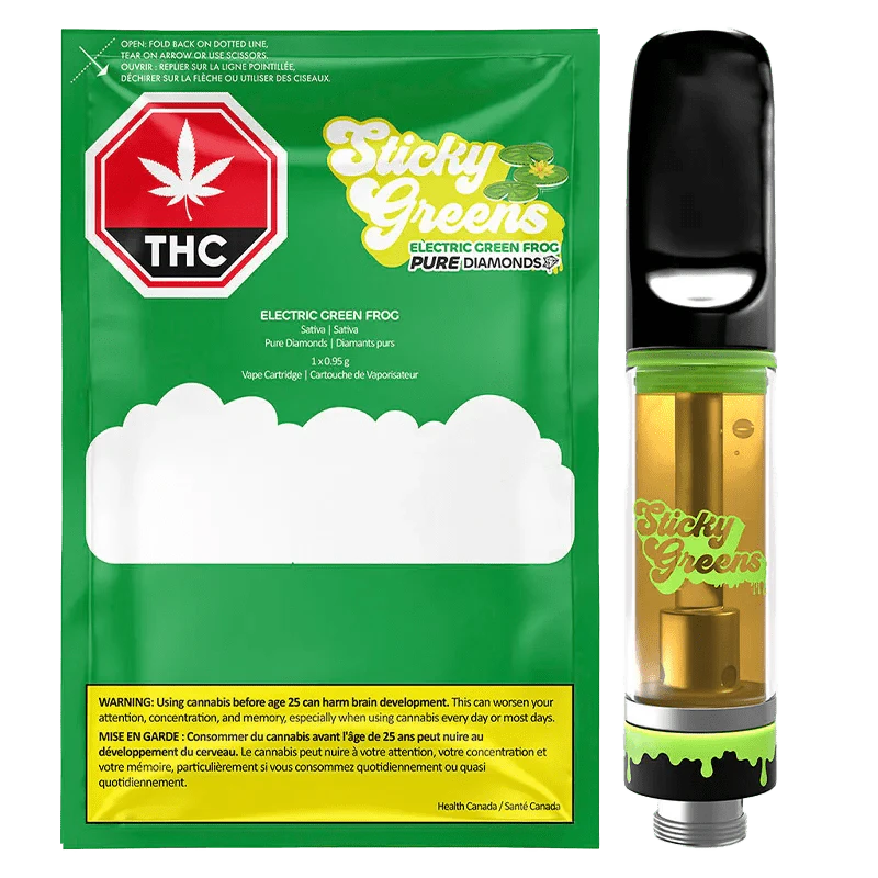 Sticky Greens - Electric Green Frog Pure Diamonds 0.95g Vape Cartridge by Sticky Greens Main Image