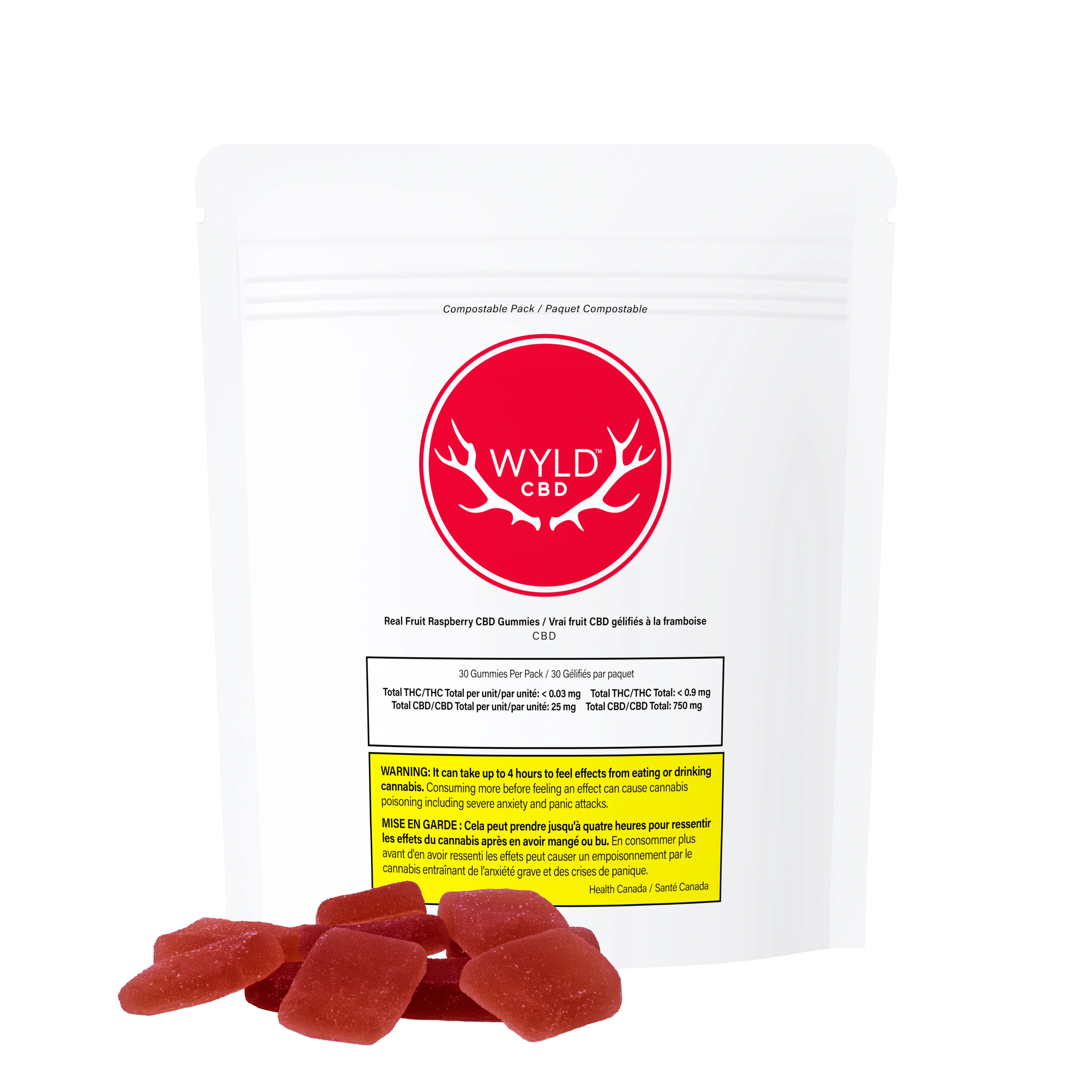 WYLD - Real Fruit Raspberry CBD Vegan 30 x 4g Soft Chews by Wyld Main Image