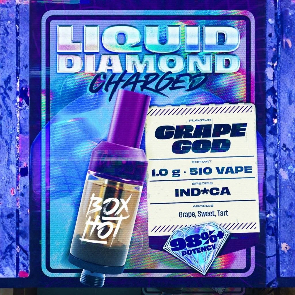 BOXHOT - BOXHOT Grape God Liquid Diamond Charged 1g Prefilled Vape Cartridge Main Image