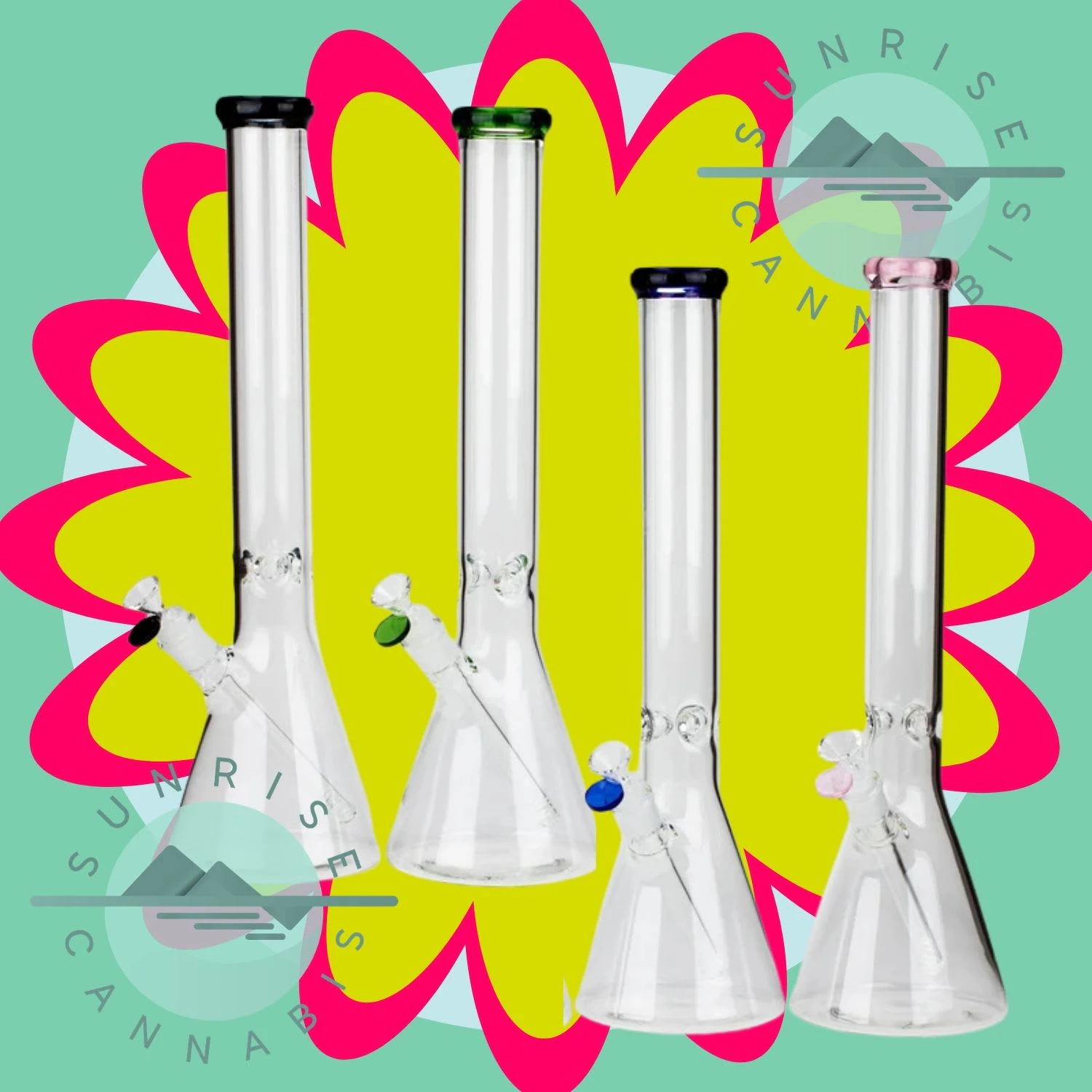 Sunrise Cannabis Headshop - 18" GLASS BEAKER BONG - SESH GEAR - 14MM Main Image