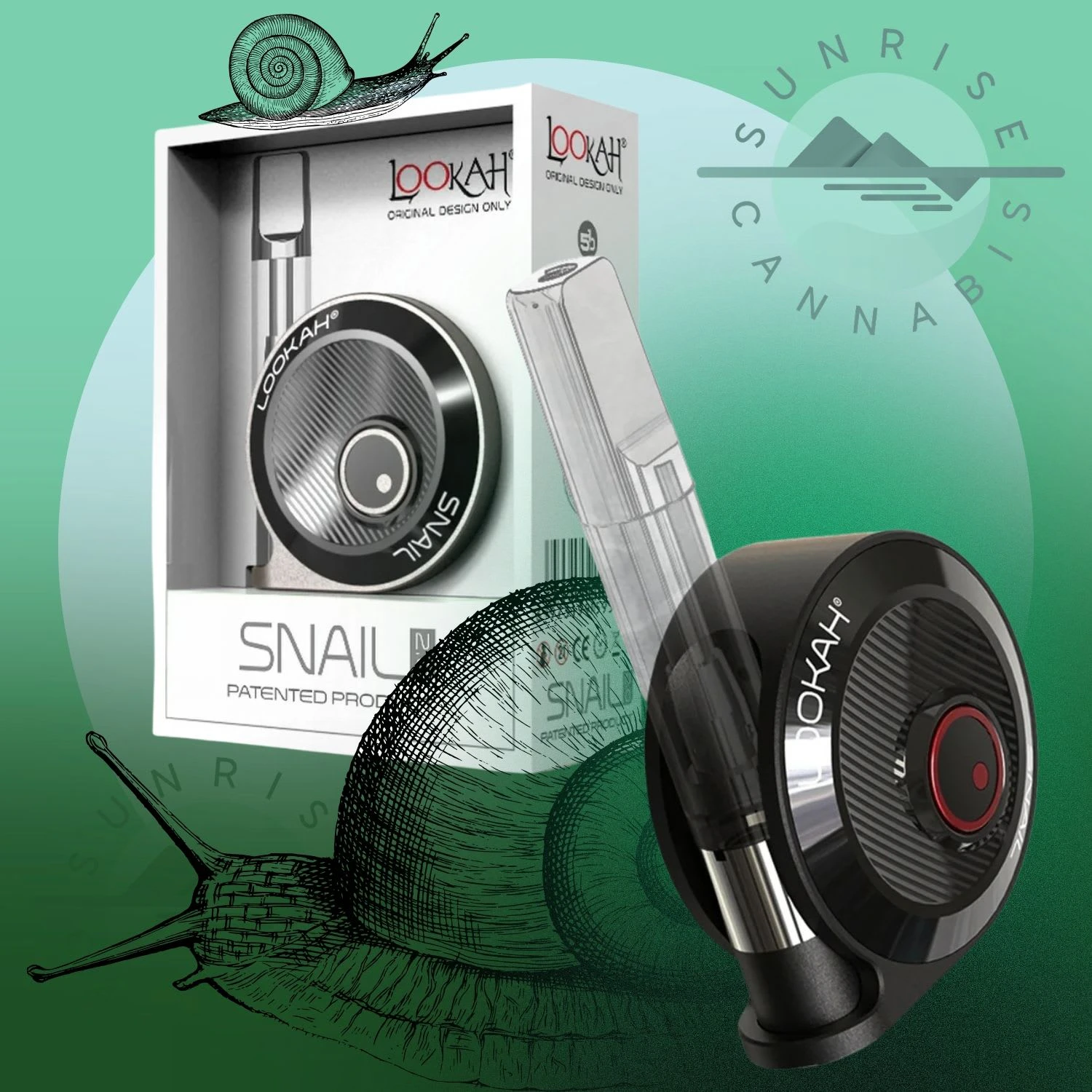 Sunrise Cannabis Headshop - SNAIL 2.0 - BLACK - 510 BATTERY - LOOKAH Main Image