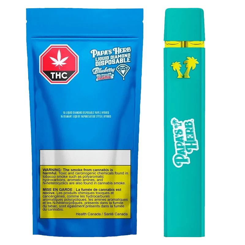 Canadian Clinical Cannabinoids Inc. - Papa's Herb Blueberry Zlshie Liquid Diamond 1g Disposable Vape Pen Main Image