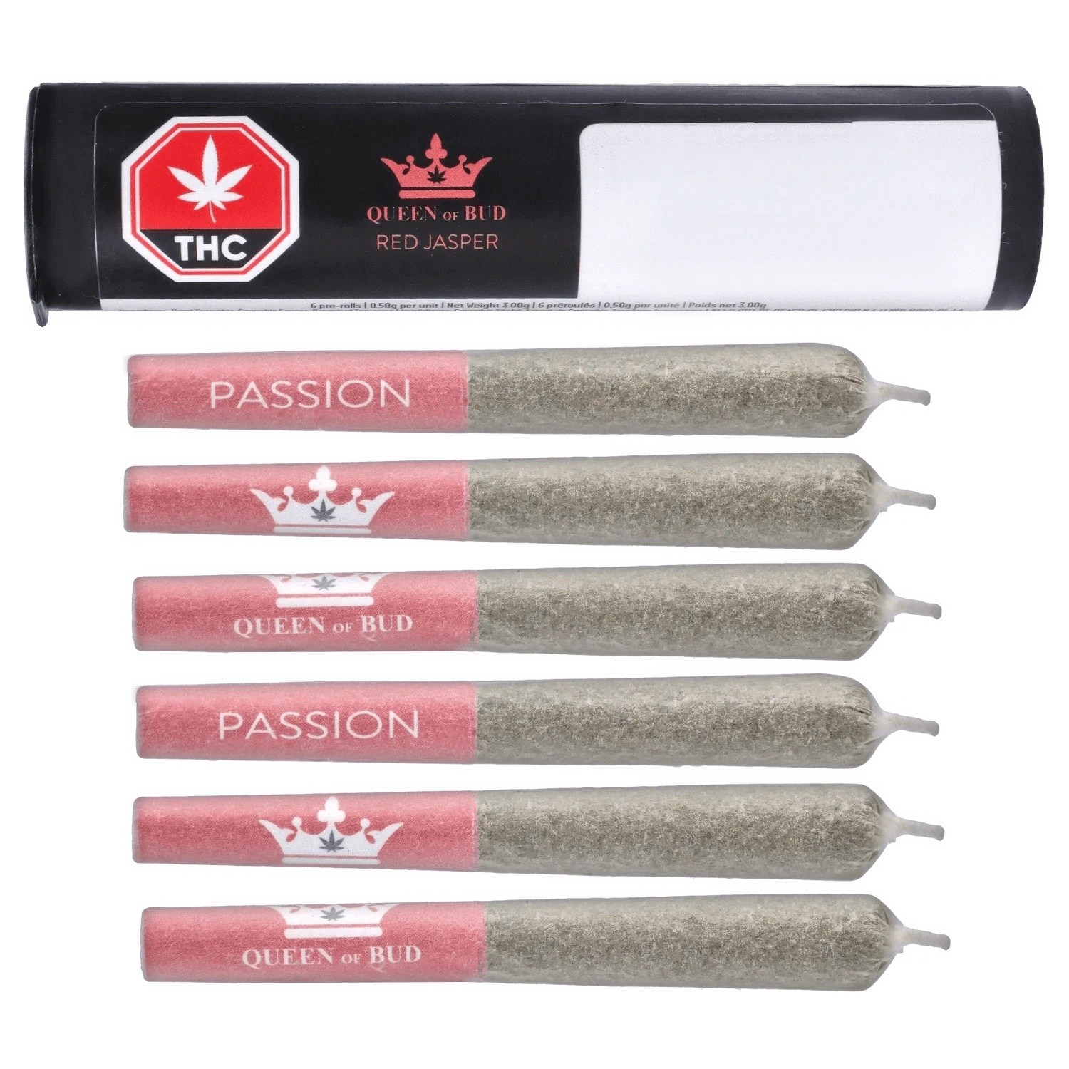 QUEEN OF BUD - Red Jasper 6 x 0.5g Diamond Infused Pre-Rolls by Queen Of Bud Main Image