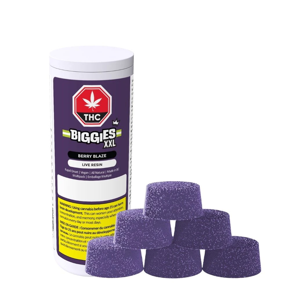BIGGIES - Biggies Multipack of 6 Berry Blaze THC 10mg Live Resin 8g Soft Chews Main Image