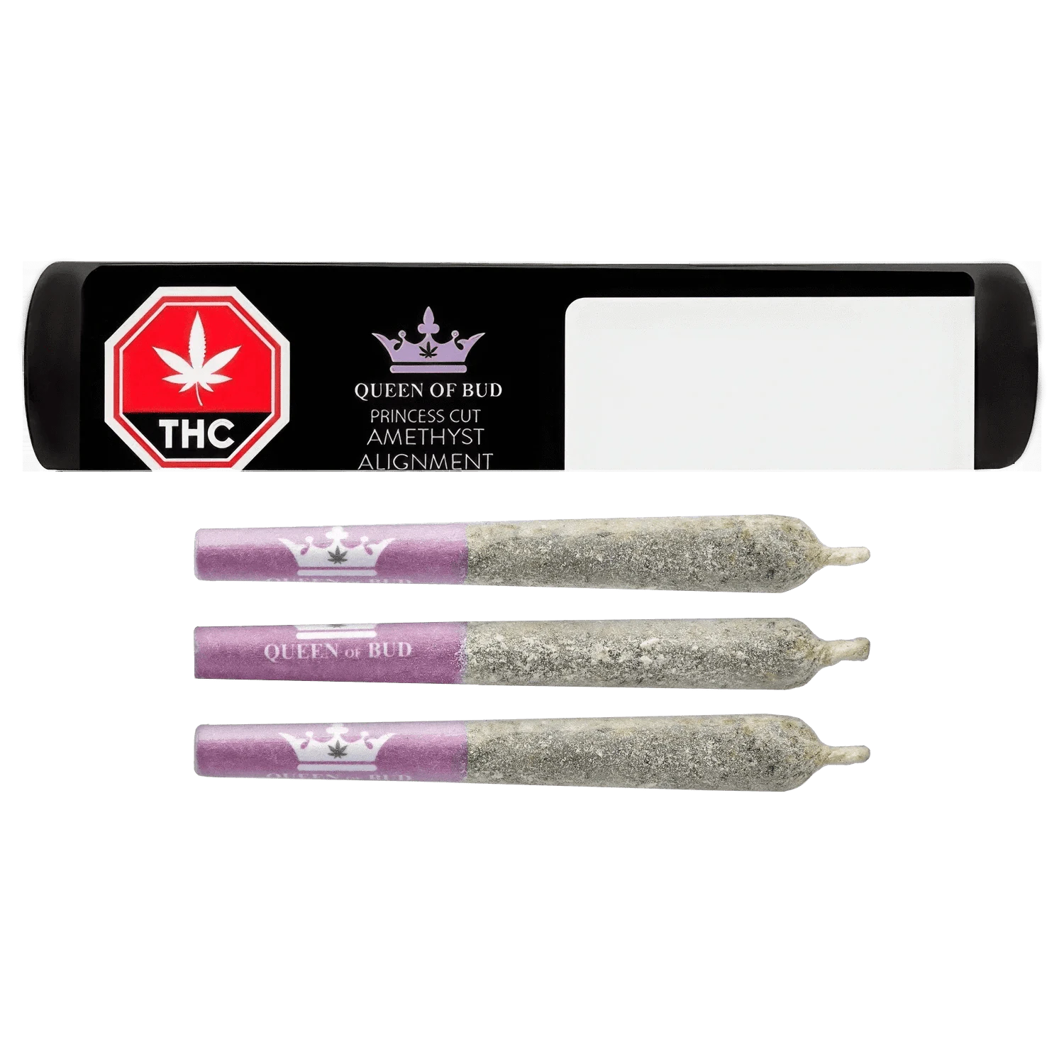 QUEEN OF BUD - Princess Cut Amethyst Alignment 3 x 0.5g Liquid Diamond Coated and Infused Pre-Rolls Main Image