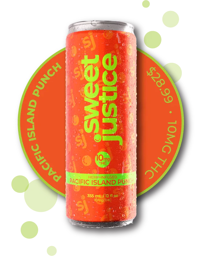 SWEET JUSTICE - Pacific Island Punch 10mg THC:CBG 1:1 355mL Soda by Sweet Justice Main Image