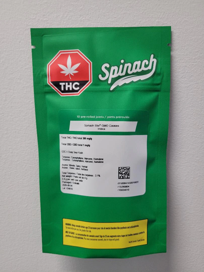 PEACE NATURALS PROJECTS INC - Spinach Stix GMO Cookies 10x0.4g Pre-Rolls Main Image