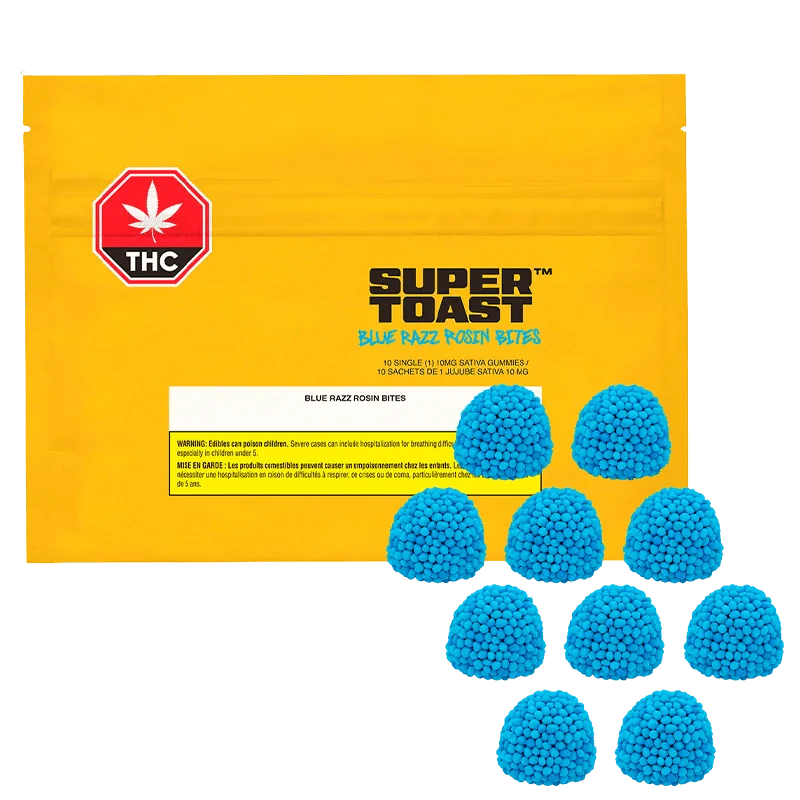 SUPER TOAST - Multipack of 10, Super Toast Blue Razz Rosin Bites 1 x 10mg THC Soft Chew Main Image