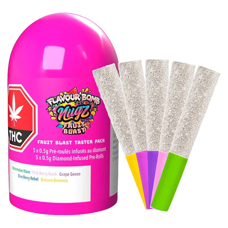 NUGZ - Nugz - Flavour Bomb 40 Fruit Blast Diamond Infused Pre-Roll 5x0.5g Main Image