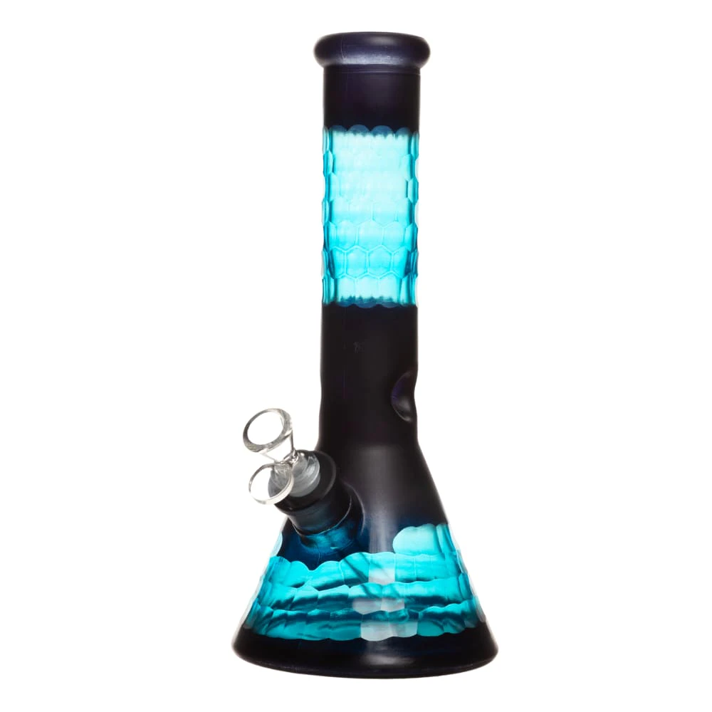 SMOKE ARSENAL - 12" 7mm Patchwork Glass Bong w/ Gift Box (Blue) Main Image