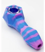 Multi colored Silicone hand pipe with glass bowl Pink and blue