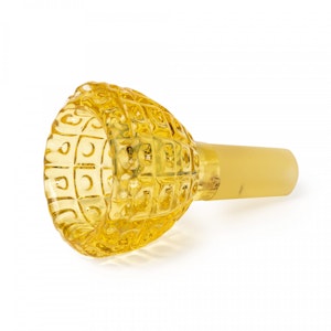 Honeypot - Red Eye Glass 14mm Dot Matrix Carved Bowl- Honey Gold