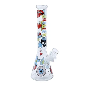 Kustom Kulture - Shatter'd Glassworks Doodle Bong Blue Beaker 12"