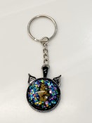 Bud Kitten Blue, Purple and Gold Ear Keychain