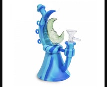 LIT Silicone 7.5" Tall Blue Moonrise Bubbler