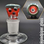 Pied Piper Glass - 18mm Bowls - Single Hole - Red Crayon with Blue Amber Purple